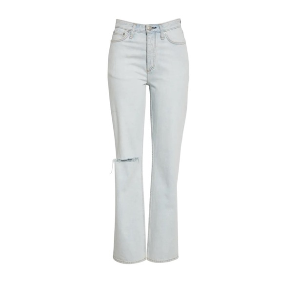 Rag & Bone Alex High-Rise Straight Leg Jeans in Primrose With Holes Size 27 - Picture 3 of 7
